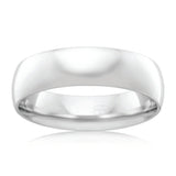 9ct White Gold 6mm Comfort Fit Ring. Size Z
