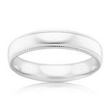 9ct White Gold 3mm Half Round Ring. Size N