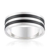 9ct White Gold and Zirconium 8mm Gents Ring