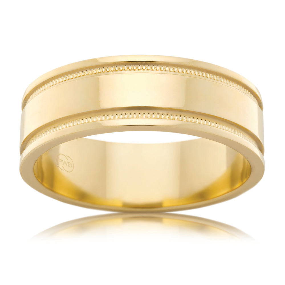 9ct Yellow Gold 7mm Flat Pattern Ring Size T– Grahams Jewellers