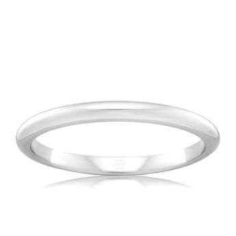9ct White Gold 2mm High Dome Ring