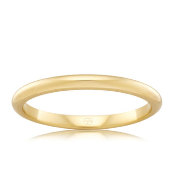 9ct Yellow Gold 2.5mm High Dome Ring Size O