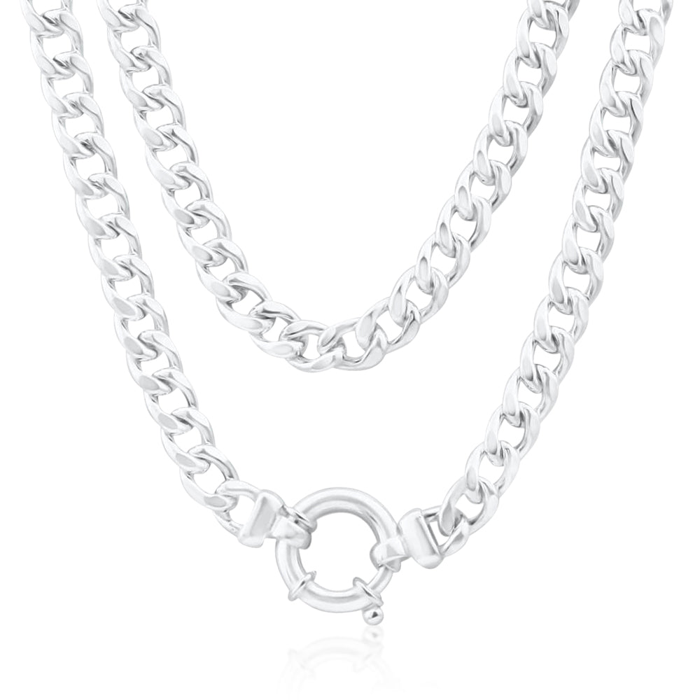 Sterling Silver Hollow Curb Boltring Chain 45cm