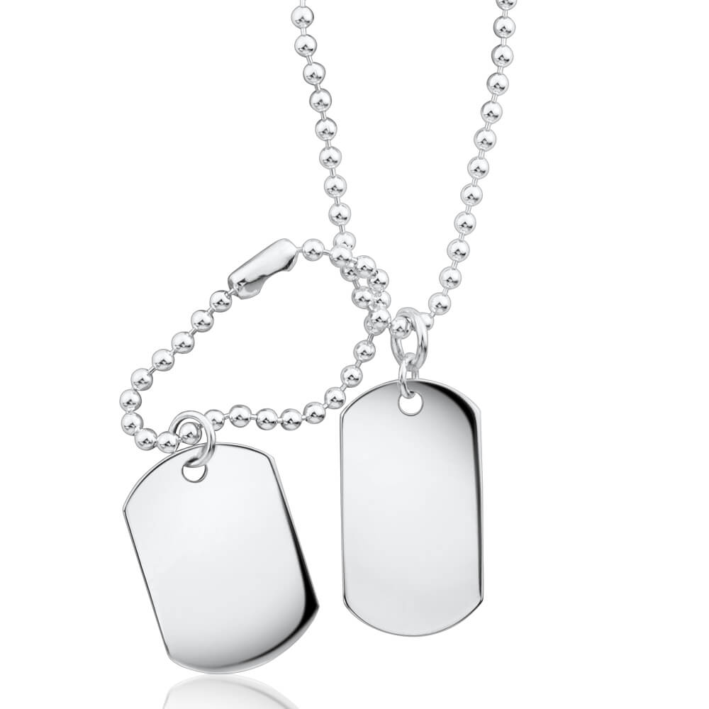 Sterling Silver Dog Tags Pendant With 50cm Chain
