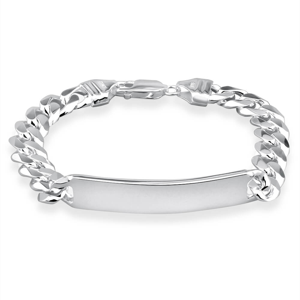 Sterling Silver Heavy Curb 250 Gauge ID Bracelet 21cm Grahams
