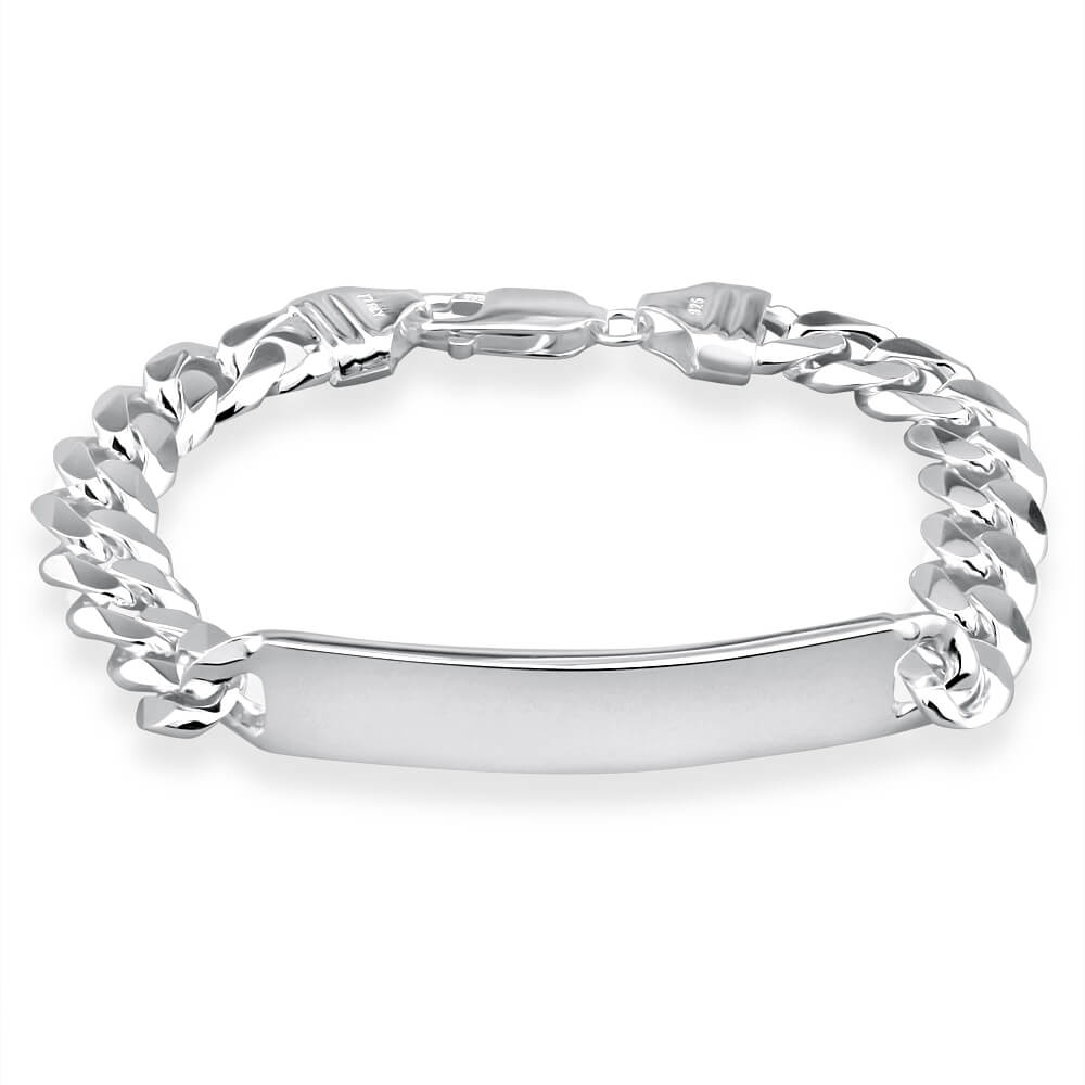 Sterling Silver Heavy Curb 250 Gauge ID Bracelet 21cm