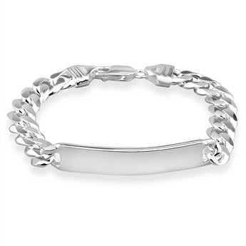 Sterling Silver Heavy Curb 250 Gauge ID Bracelet 21cm
