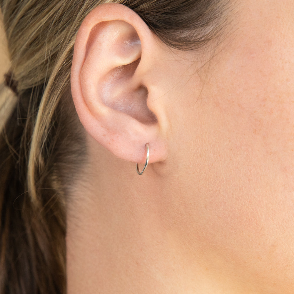 Sterling Silver Plain 10mm Sleeper Earrings