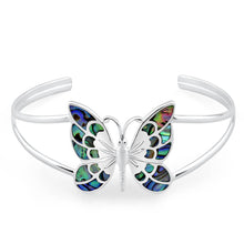 Load image into Gallery viewer, Sterling Silver Shell Butterfly 60mm Bangle