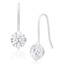 Load image into Gallery viewer, Sterling Silver 8mm Brilliant Cut Cubic Zirconia Drop Earrings
