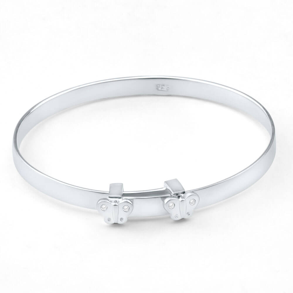 Sterling Silver Baby Butterfly 45mm Bangle