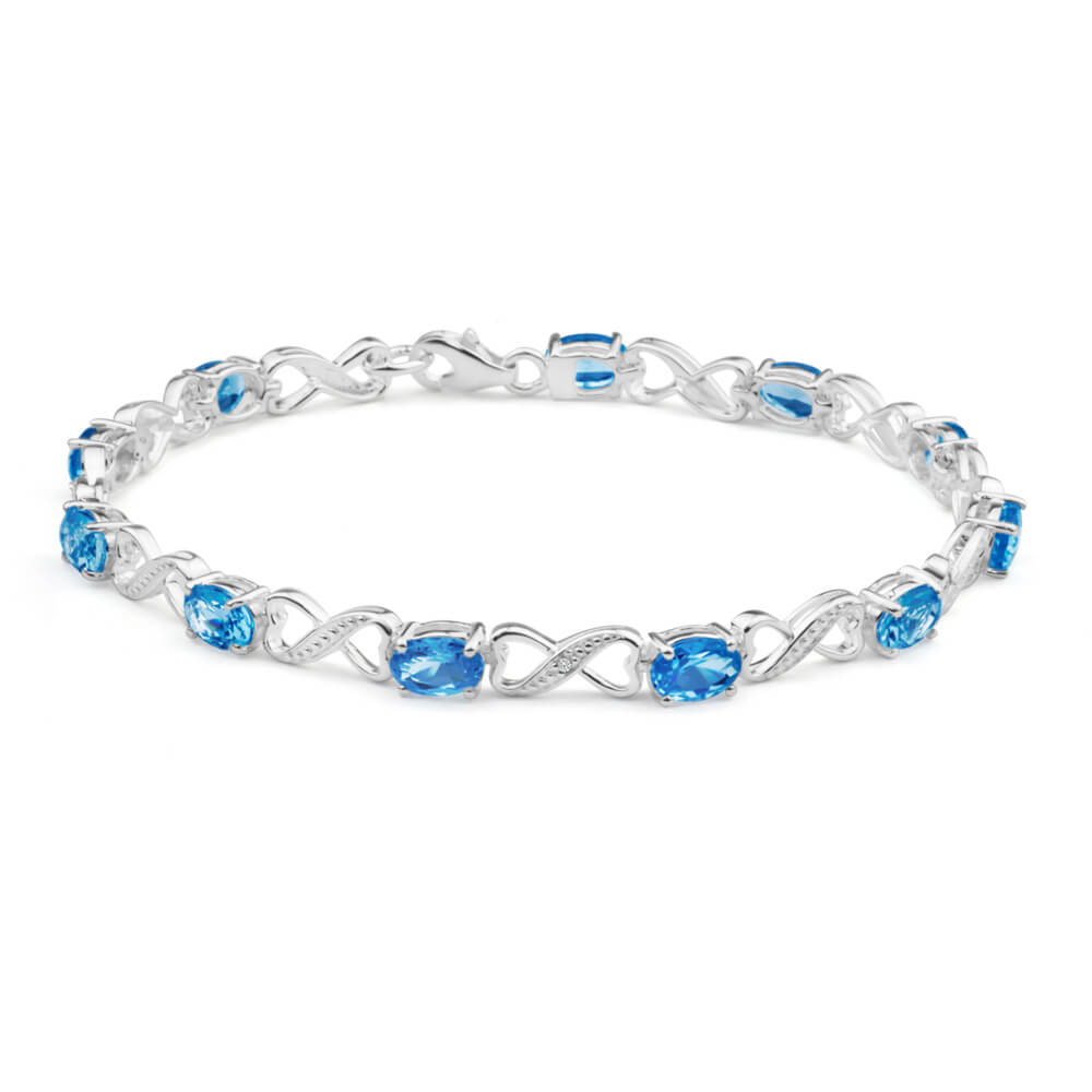 Sterling Silver Blue Cubic Zirconia + Diamond Bracelet