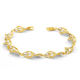 Gold Plated Sterling Silver Fancy Twist Link 19cm Bracelet
