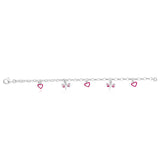Sterling Silver Heart and Dragonfly Pink Enamel 16cm Bracelet