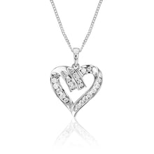 Load image into Gallery viewer, Sterling Silver Zirconia Channel Heart Pendant