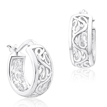 Sterling Silver Oxidised Hoop Earrings