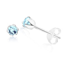 Load image into Gallery viewer, Sterling Silver Blue Topaz Stud Earrings