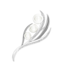 Load image into Gallery viewer, Sterling Silver Cubic Zirconia + Pearl Brooch