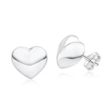 Load image into Gallery viewer, Sterling Silver Puff Heart Stud Earrings