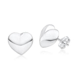 Sterling Silver Puff Heart Stud Earrings