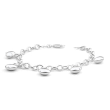 Load image into Gallery viewer, Sterling Silver 5 Heart Charms 19cm Belcher Bracelet