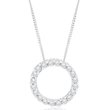 Load image into Gallery viewer, Sterling Silver Cubic Zirconia Circle Of Life Pendant With 50cm Chain