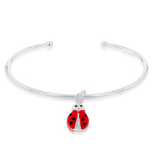 Load image into Gallery viewer, Sterling Silver Red Enamel Ladybug Torq Open Baby Bangle