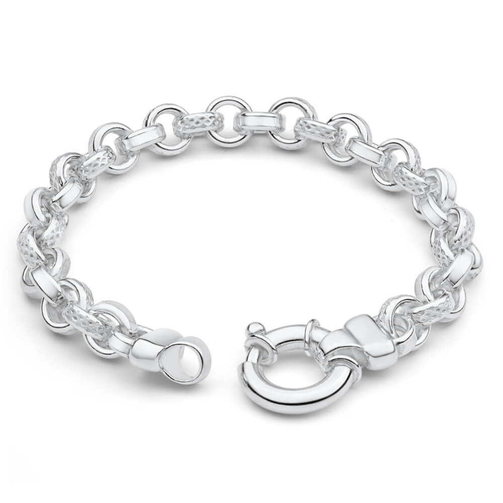 Sterling Silver BelcherPlain Link Boltring 21cm Bracelet