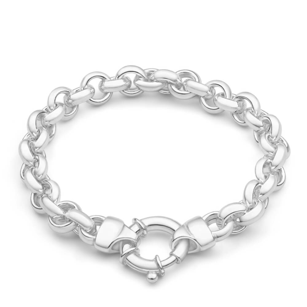 Sterling Silver Hollow Belcher Boltring 20cm Bracelet