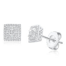 Load image into Gallery viewer, Sterling Silver Brilliant Cut Diamond Stud Earrings
