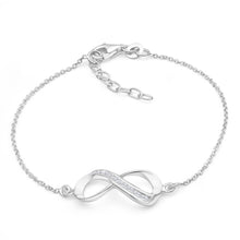 Load image into Gallery viewer, Sterling Silver Cubic Zirconia Infinity Trace Bracelet 19cm