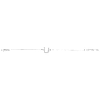Sterling Silver 19cm Cubic Zirconia Horseshoe Good Luck Bracelet