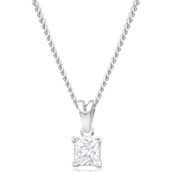 Sterling Silver Zirconia Princess Stud Pendant and Ring Jewellery Set