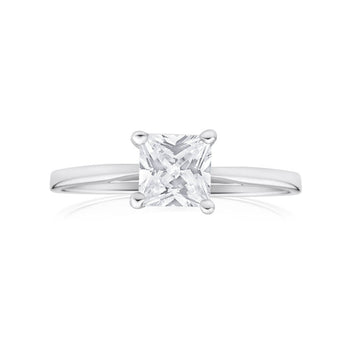 Sterling Silver Zirconia Princess Stud Pendant and Ring Jewellery Set