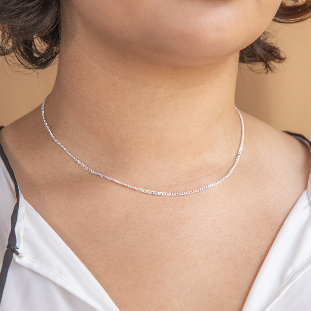 Diamond cut chain silver discount