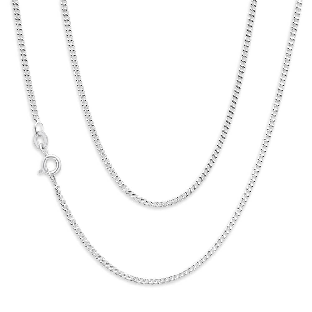 Sterling Silver Unisex Curb 50 Gauge 45cm Chain