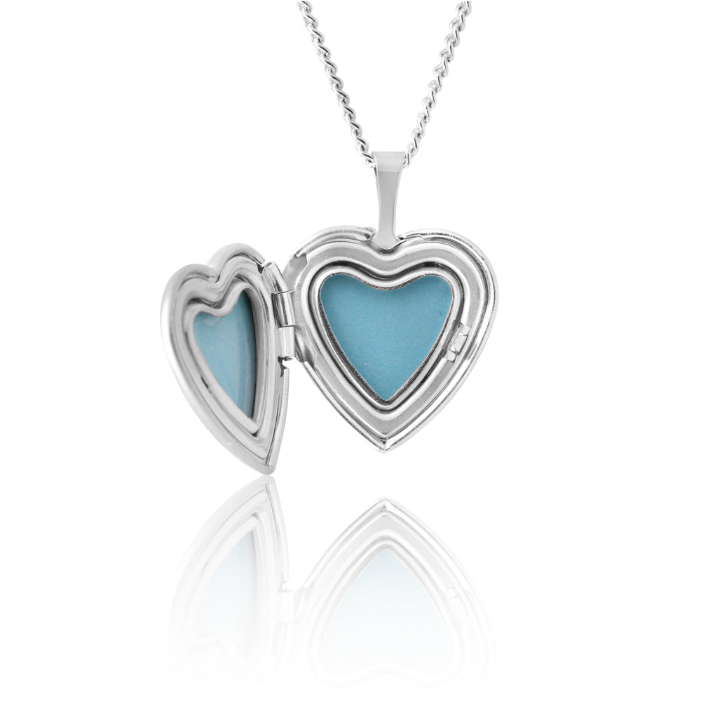 Sterling Silver Pink Butterfly Heart Locket Grahams Jewellers