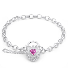 Load image into Gallery viewer, Sterling Silver Cubic Zirconia Filigree Heart 19cm Bracelet