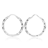 Sterling Silver Hoop Twist Earrings 20mm