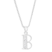 Load image into Gallery viewer, Sterling Silver Cubic Zirconia Initial &quot;B&quot; Pendant