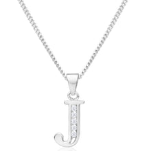 Load image into Gallery viewer, Sterling Silver Cubic Zirconia  Initial &quot;J&quot; Pendant