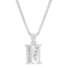 Load image into Gallery viewer, Sterling Silver Cubic Zirconia  Initial &quot;M&quot; Pendant