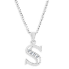 Load image into Gallery viewer, Sterling Silver Cubic Zirconia  Initial &quot;S&quot; Pendant