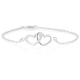 Sterling Silver Interlocking Hearts Bracelet 19cm