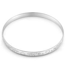 Load image into Gallery viewer, Sterling Silver Heart Engraved 65mm Bangle