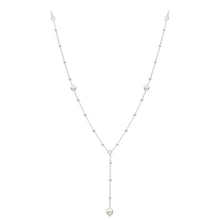 Load image into Gallery viewer, Sterling Silver Ball Link Simulated Pearl + Zirconia Y Chain
