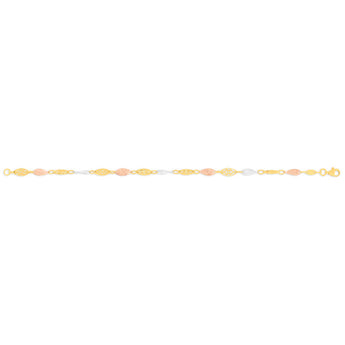 Sterling Silver Fancy Three-Tone 19cm Bracelet
