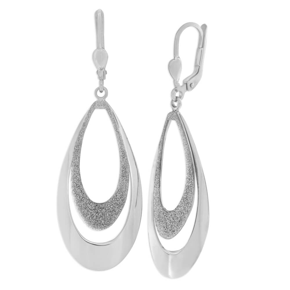 Sterling Silver Fancy Glitter Drop Earrings