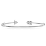 Sterling Silver Cubic Zirconia Curved Arrow Bangle