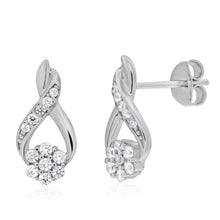Load image into Gallery viewer, Sterling Silver Rhodium Plated Cubic Zirconia Pear Shaped Stud Earrings